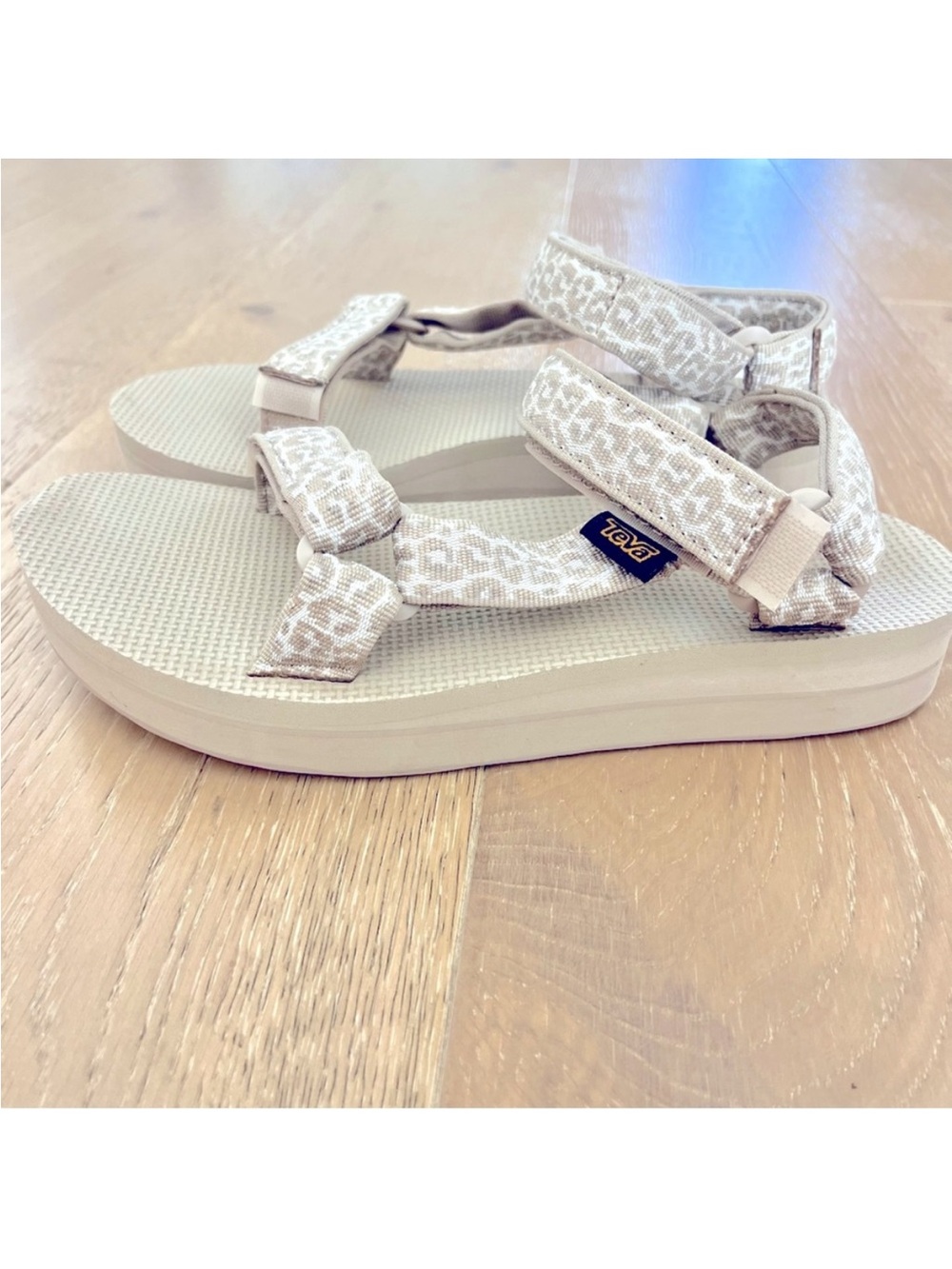 Teva Women's Neutral Beige Patterned Strappy Sandals